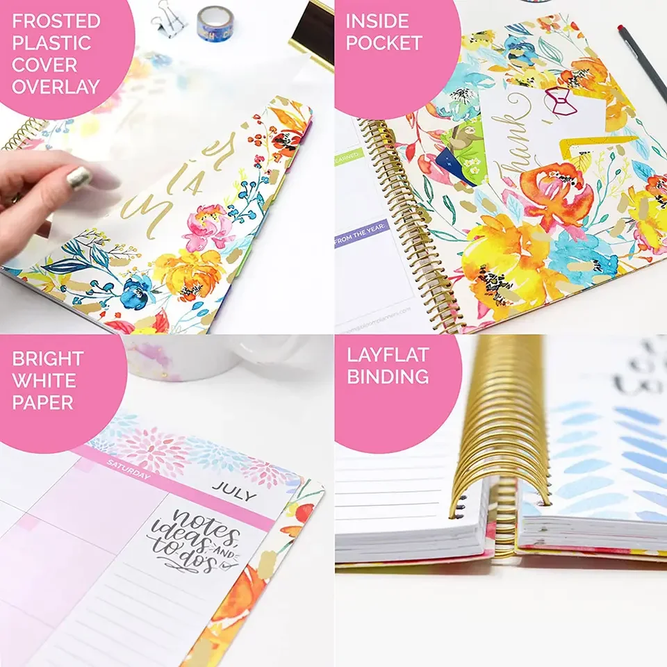 2023 New Custom School Classroom Record and Lesson Dairy Daily Weekly Monthly Journal Spiral Notebook Planner for Teacher