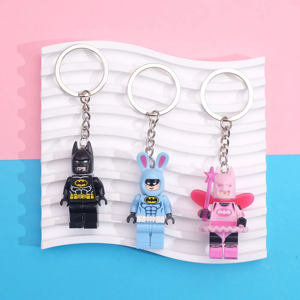 Cartoon Building Block Keychain Buzz Light year Avengers Radish Rabbit Couple Pendant Lego keychain