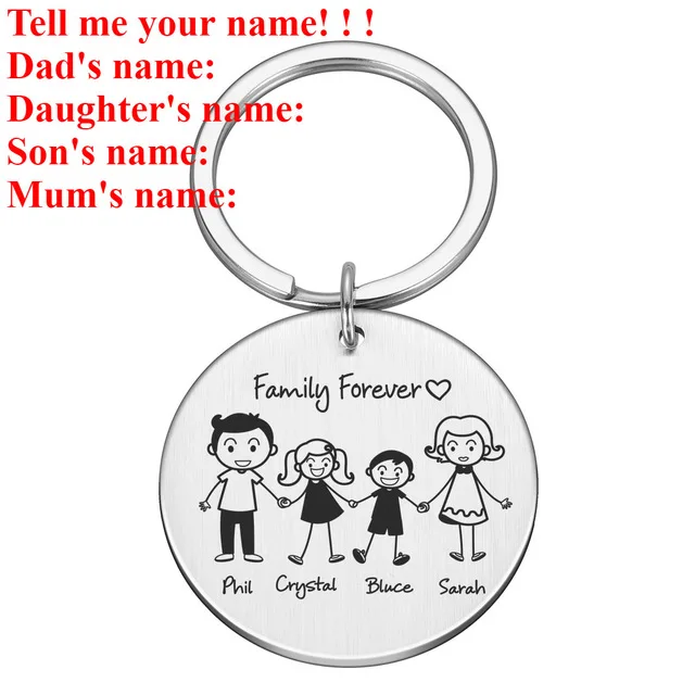 Family Love Keychain Customized Name Personalized Keyring Gift for Him Parents Children Present Bag Charm Families Member Gift