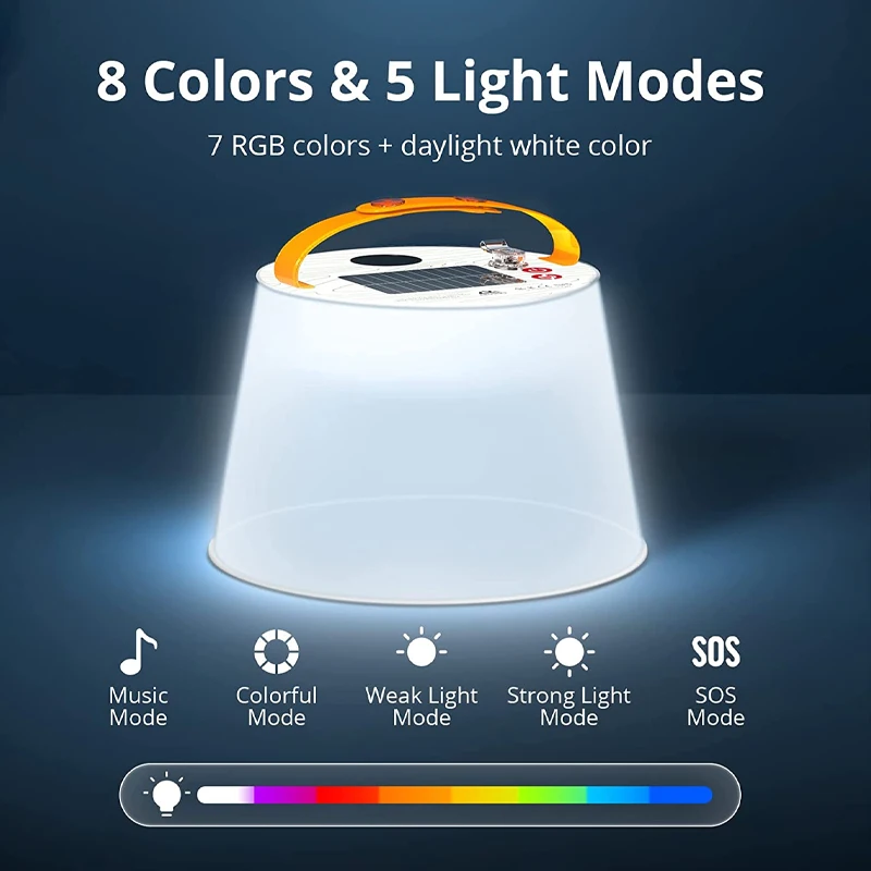 IP66 Waterproof collapsible Rechargeable solar Inflatablecamping light with Bluetooth Speaker for Camping Hiking Emergency