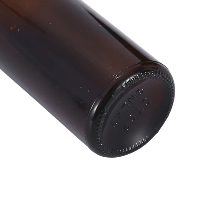 Small 50ml Amber Iodine Glass Medicine Bottle for Pharmaceuticals round High Waist with Screw Cap Hot Stamping Surface