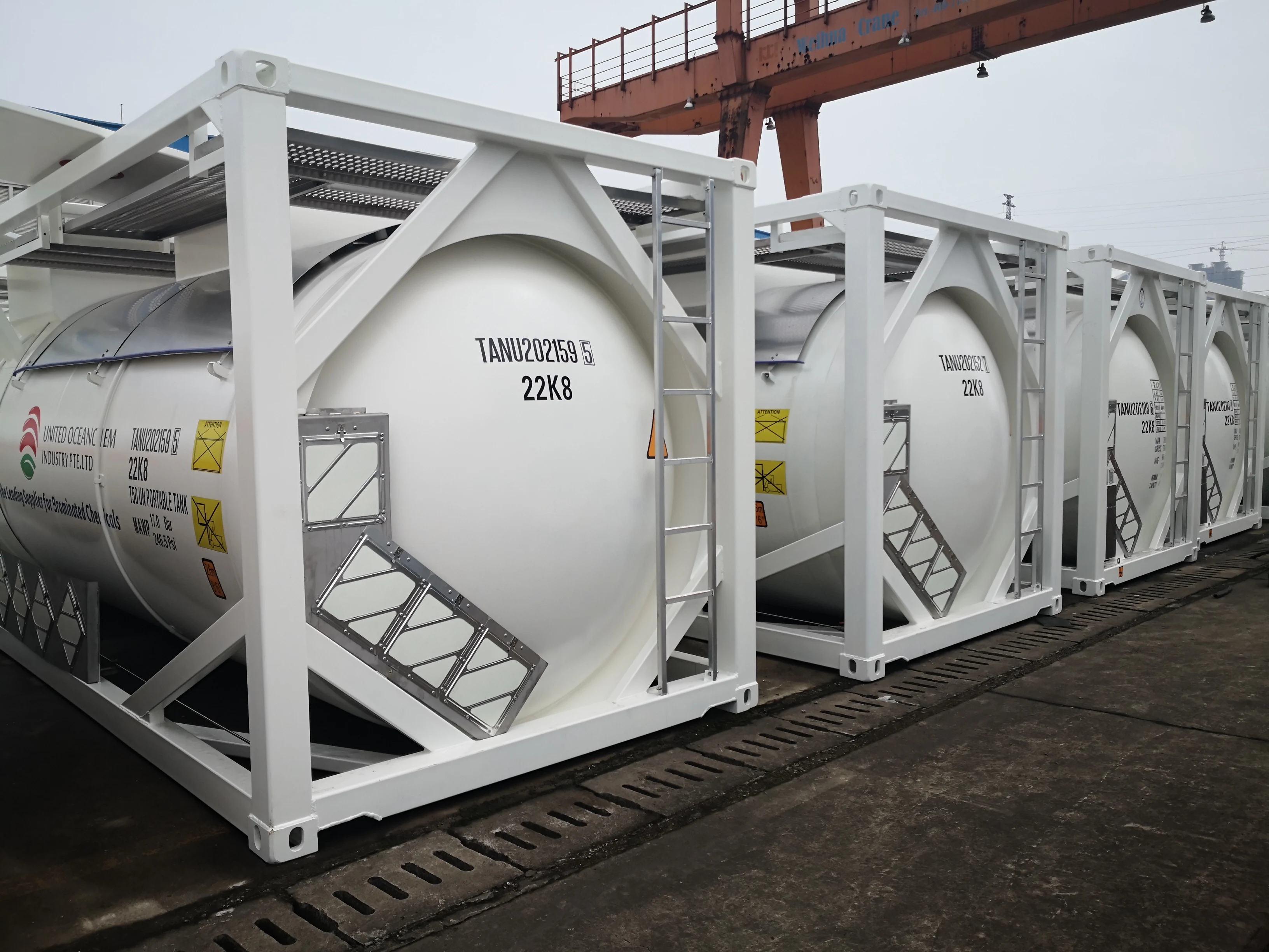 Professional manufacturer 20ft 24.5CBM T50 LPG propane/liquid chlorine storage tank container