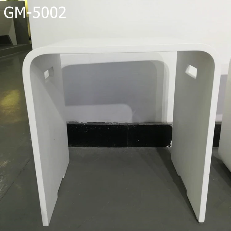 Modern artificial stone Bathroom Toilet Stool Solid Surface Shower Bench Pure Acrylic Shower Stool Wholesale