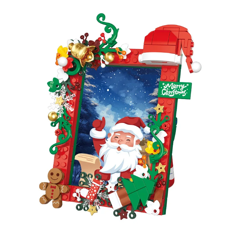2024 Christmas Photo Frames Building Block Set Santa Claus Plastic Block Picture Photo Albums 3D Models Assembly Toys Decoration