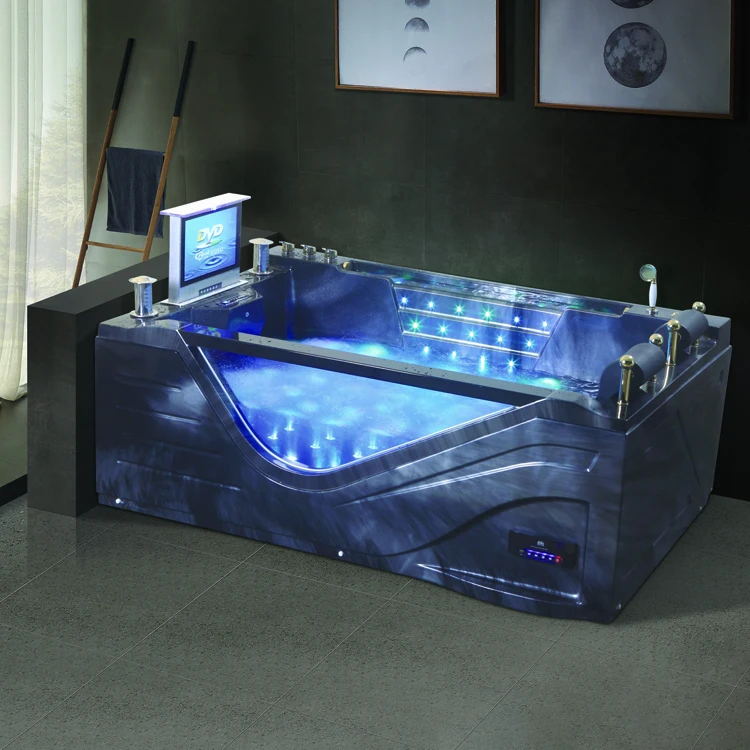 cheap acrylic square freestanding bathtub air jet bubble hydro 2 person massage bathtub