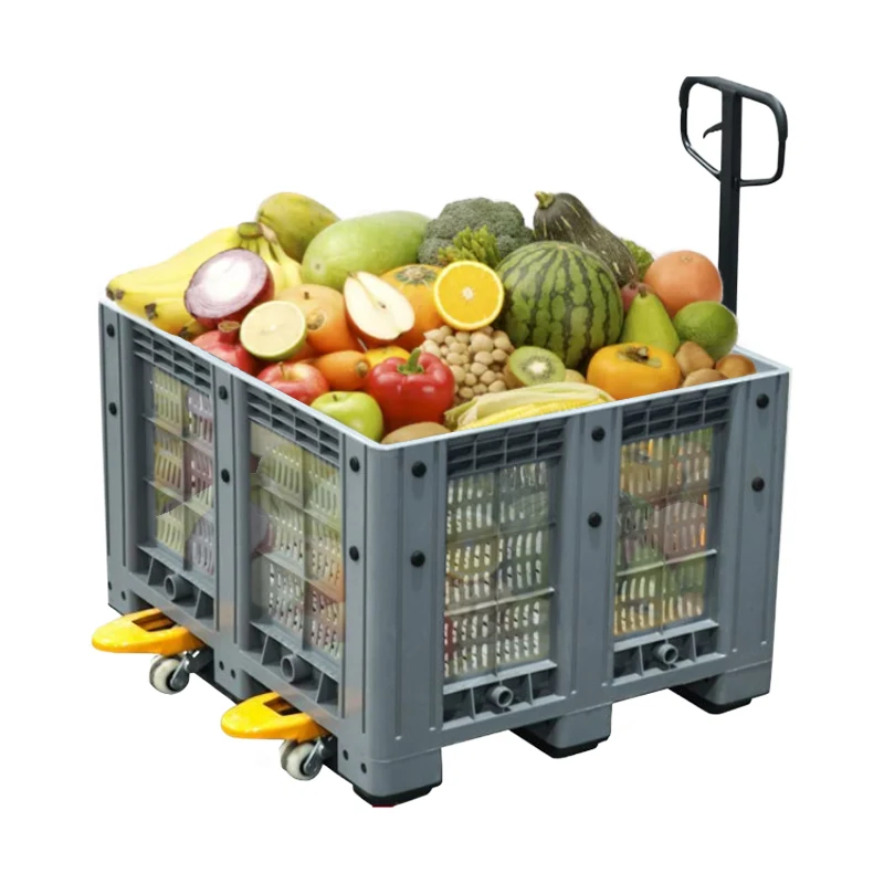 Big Bulk Container Large Plastic Pallet Box Container With Lid / Cover & Wheels Or Without
