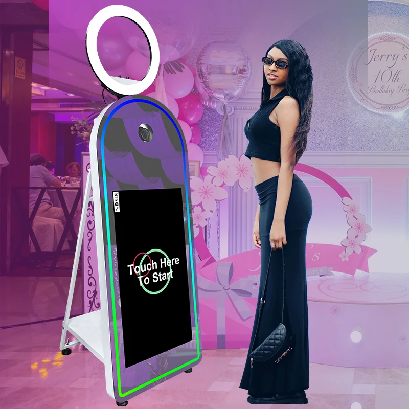 Wholesale Wedding Touch Mirror 65Inch With 32 Inch LCD Touch Screen Computer Photo Booth Flight Case Selfie Mirror Photo Booth