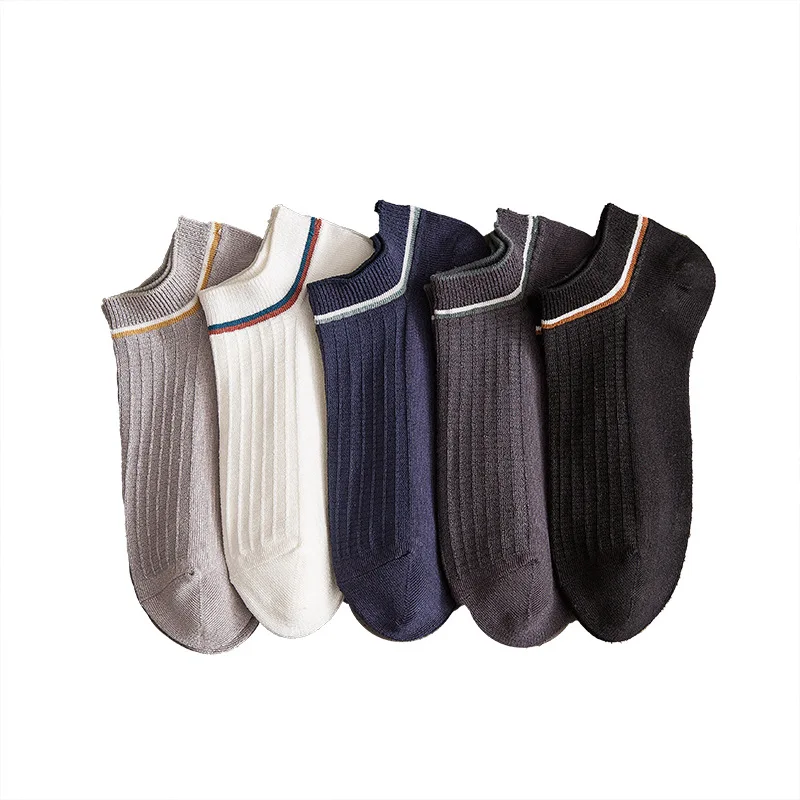 Everyday Casual Sweat Absorbent Ankle Socks Set Solid Plain Color Men Breathable Bamboo Cotton Socks