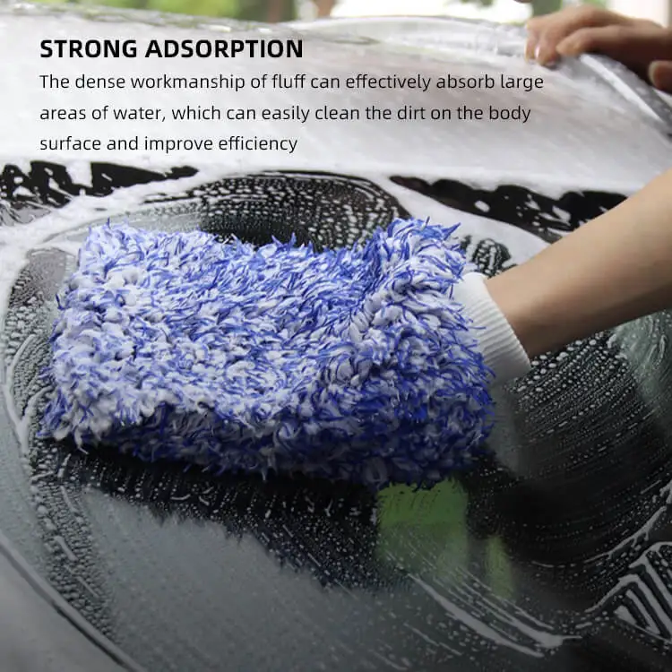 Quick Drying Microfiber Towel 90gram Car Wash Cleaning Mitts Long Haired Microfiber Water Resistant Coral Mitts for Car Cleaning