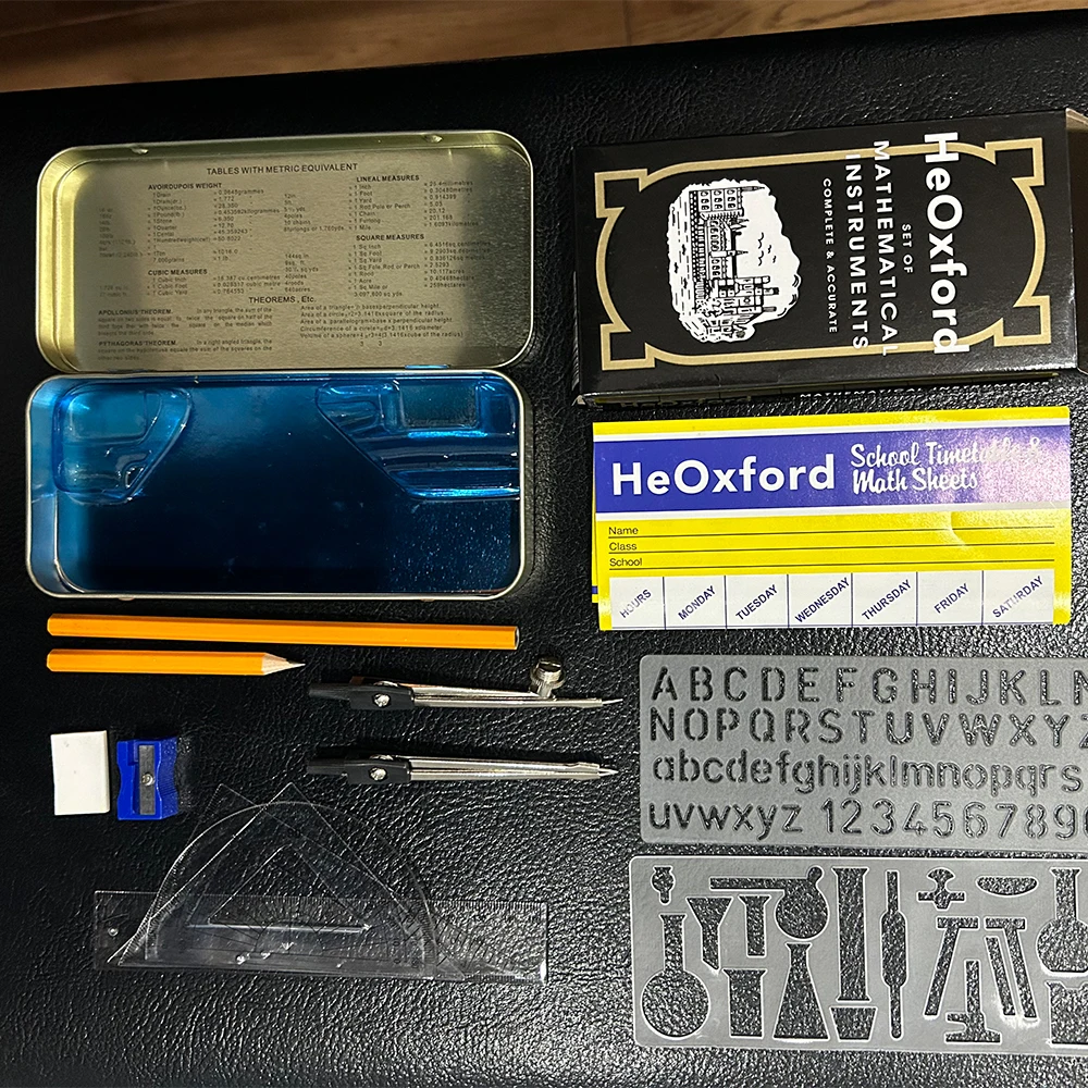 Customize Math Set Iron Box Instrument Geometry Compass Set Marshal Mathematical Set With Compass