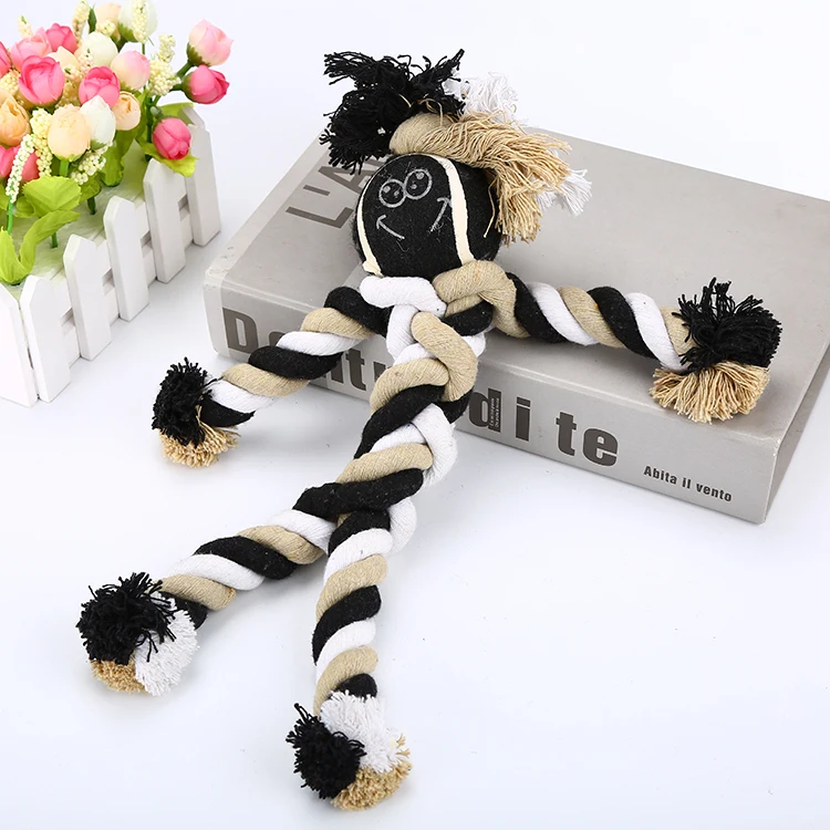 2021 Wholesale New Design durable chew rope dog toy with tennis ball
