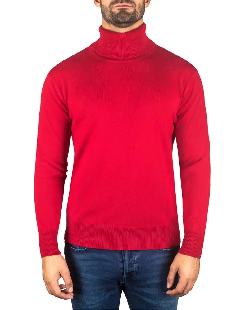 Wholesale Custom Autumn Winter Knitted Pure wool  Soft Men Turtleneck Chunky 100% Cashmere sweater man
