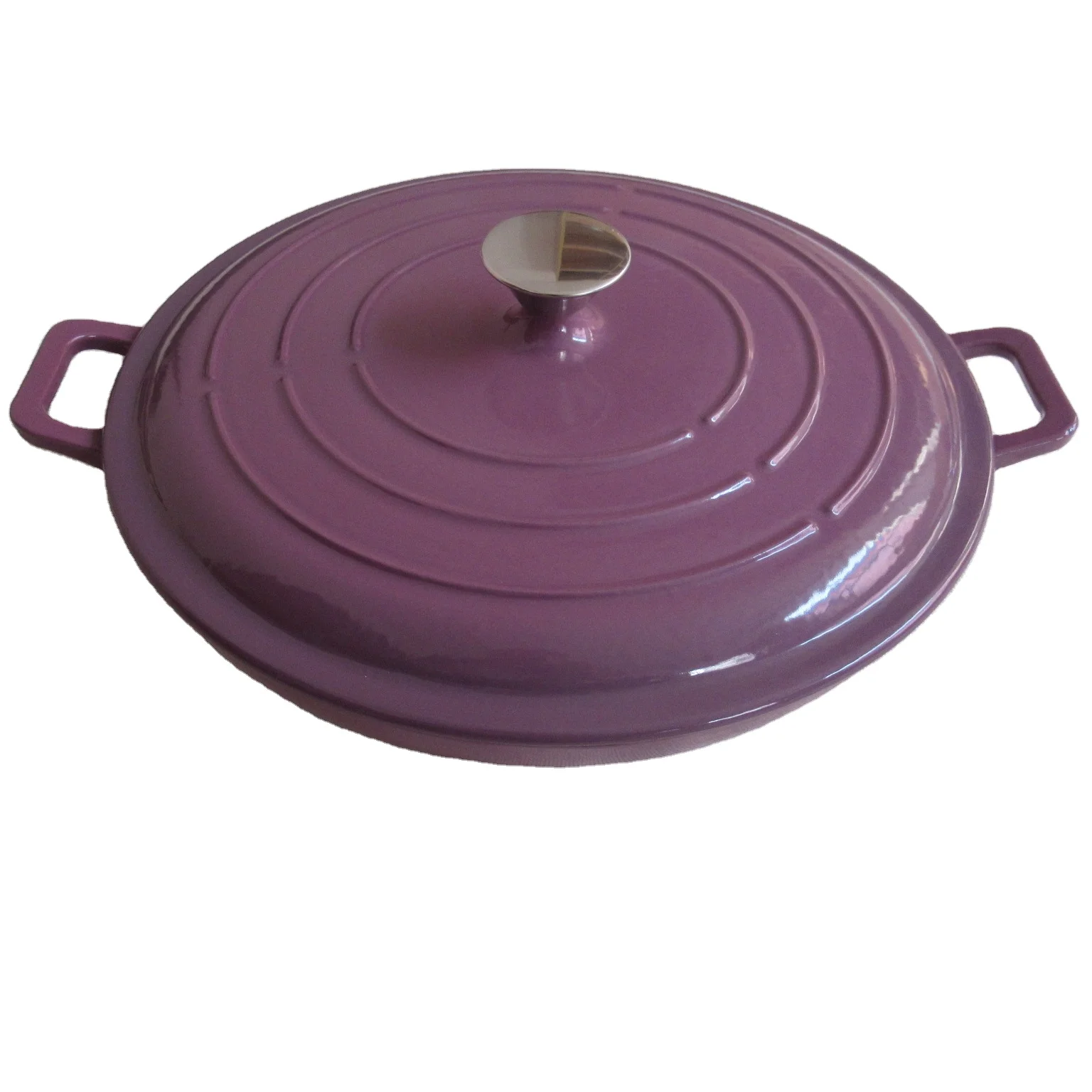5 Quart Enameled Shallow Type Cast Iron Braiser Pan With Lid Cast Iron Casserole Dish with Lid