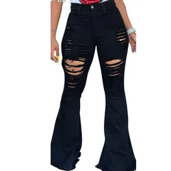 Hot selling casual solid color plus size jeans bell bottom pants Bell Bottom Flare Pants with great price