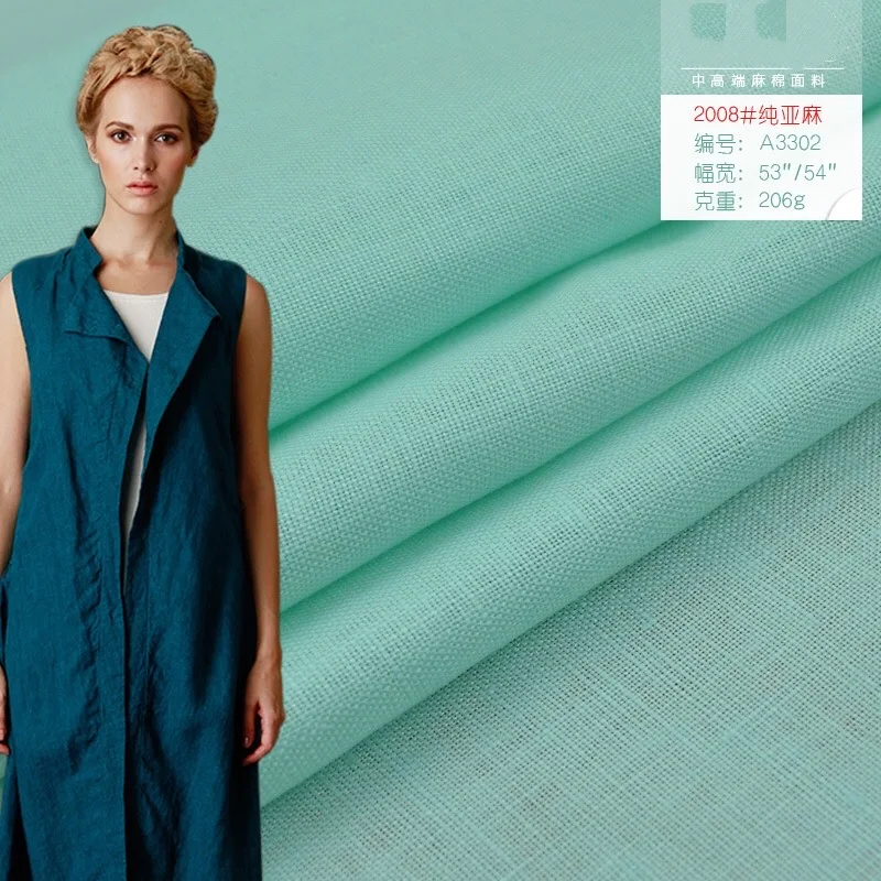 Ready to Ship korean fall fashion linen fabric fashion shirt dress Fall/winter linen fabric solid color sofa woven linen fabric