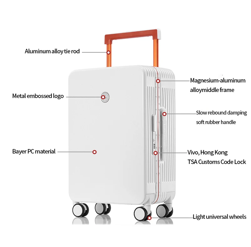 Prosperity Wide Trolley Suit case Travel Small Zipperless Luggage Bags Trunk Suitcase Aluminium
