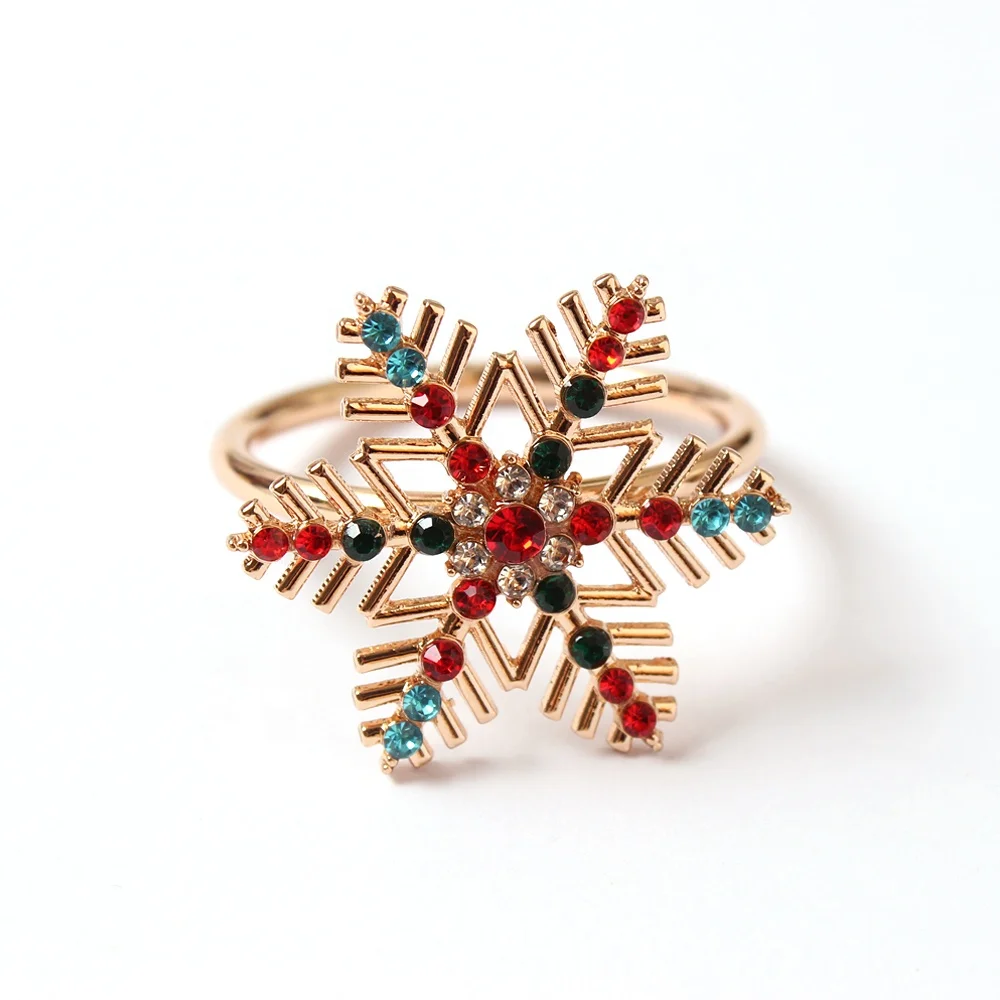 Gold Napkin Rings Rhinestone Napkin Holder Serviette Buckles for Christmas Winter Party Birthday Dinning Table Decor