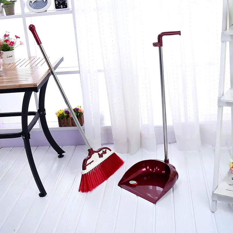Household Cleaning Brush Plastic Multi Use Soft Fur Long Handle Dustpan And Broom Set