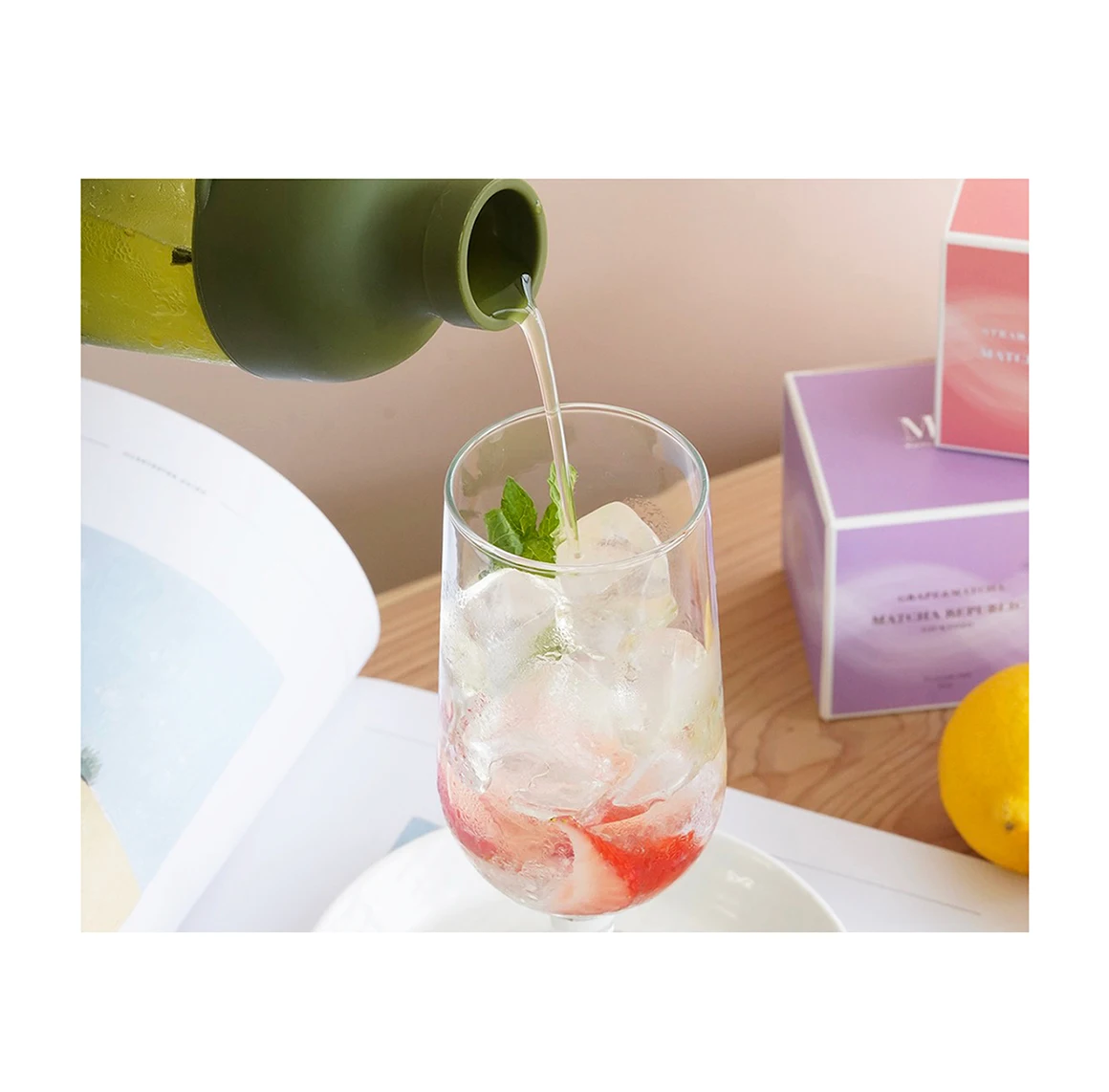 Overt organic green leaf tea with PEACH#YUZU#GREEN APPLE#STRAWBERRY#GRAPPE