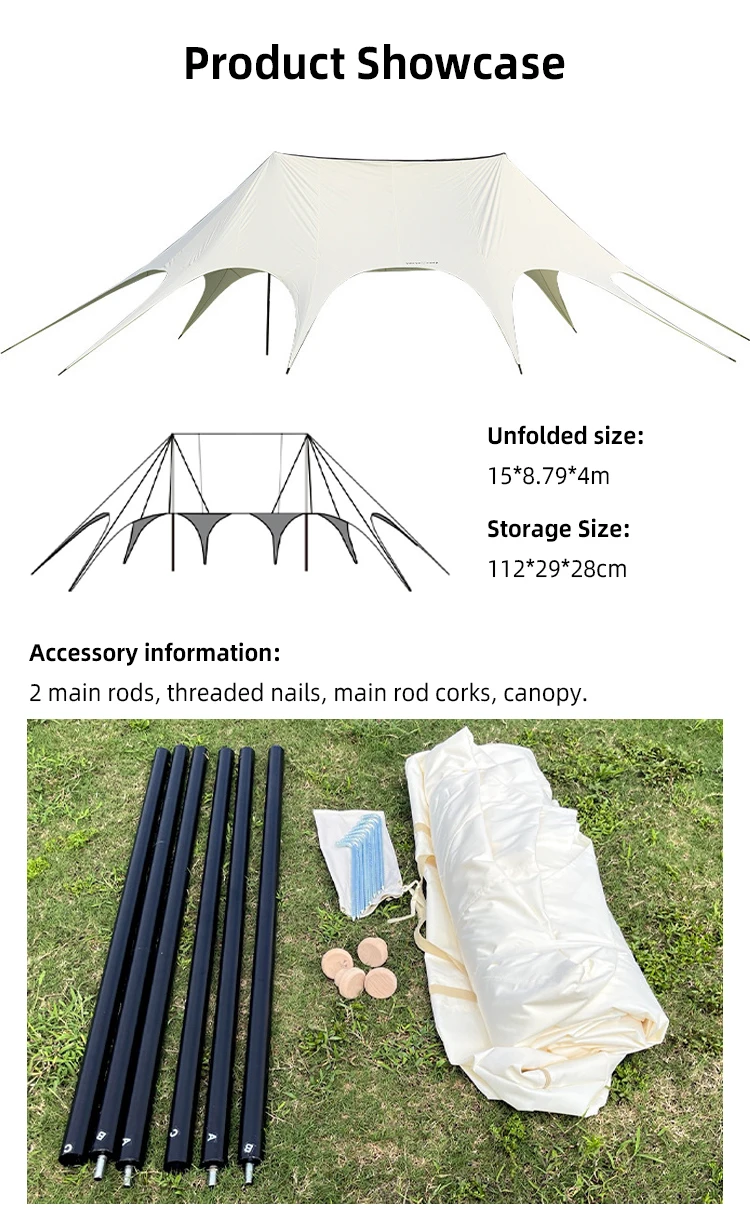 Outdoor Camp Summer Canopy Umbrella Camping Canopy 20X20 Tent Heavy Duty Star Tent Wedding Canopy