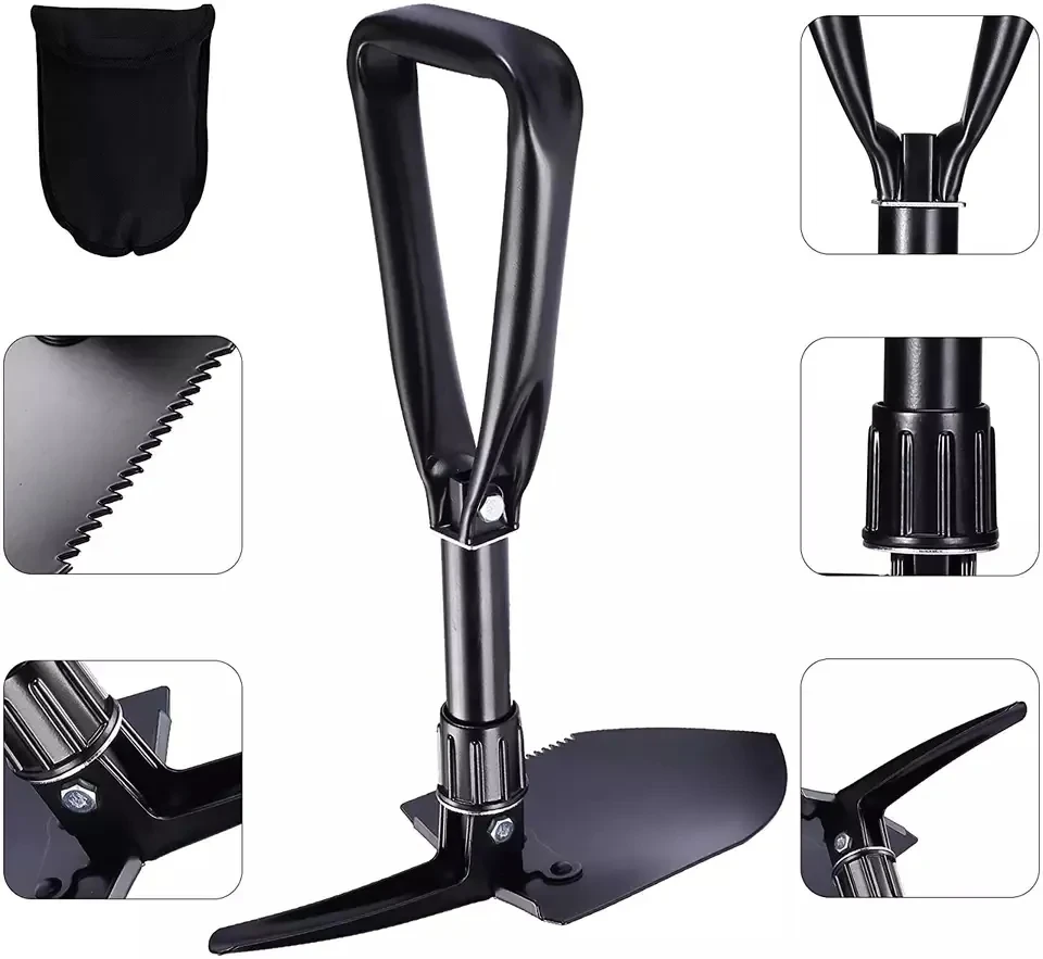High carbon steel metal foldable portable garden tools Outdoor camping survival shovel Multifunctional tool Tactical shovel