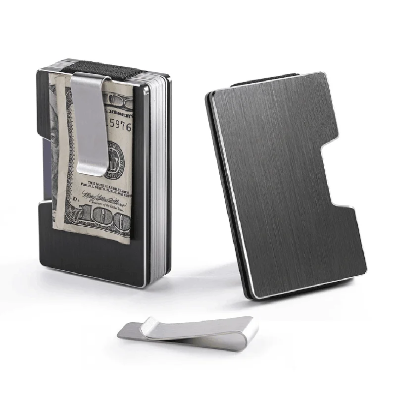 2022 Minimalist  Aluminum Money Clip Wallets Pocket RFID Blocking Metal Wallets for Men