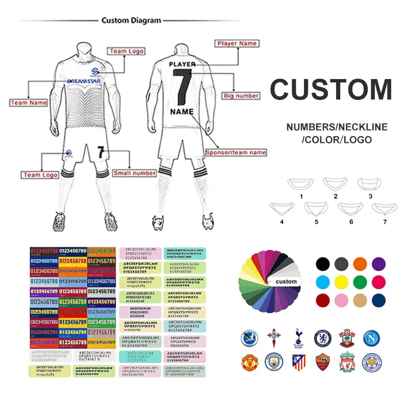 Newest Design Sublimation Printing Uniform Men  Football Jersey Shirt Soccer Wear