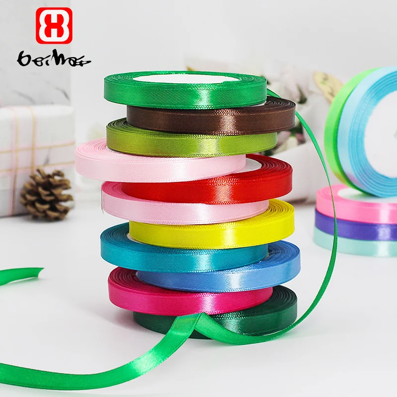 Beihai Ribbon Hot Sale 10mm Wide 25 Yards  Satin Ribbon Roll for  Gift Wrapping