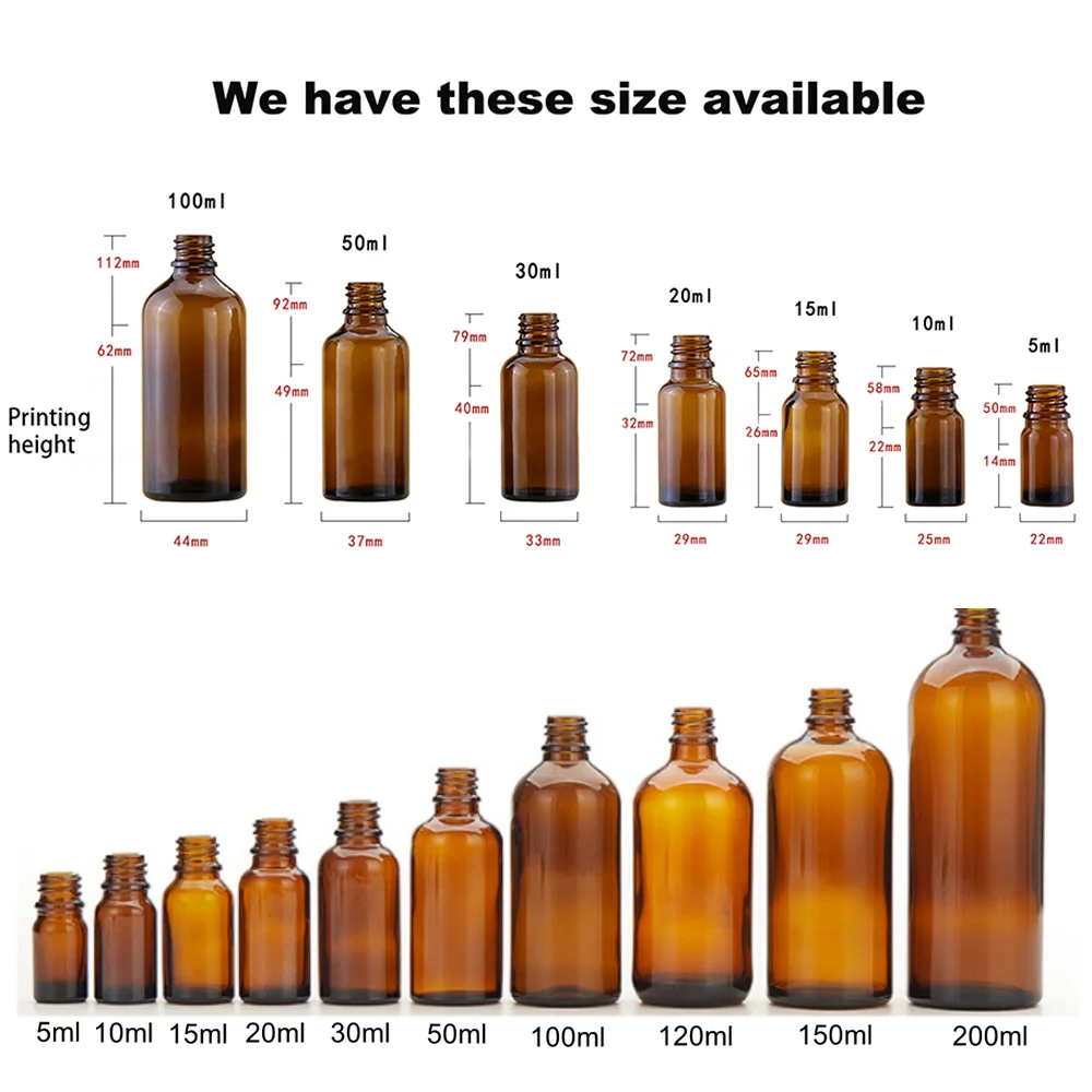 5 10 15 20 30 50 100Ml Matte Dropper Glass Hair Care Bottles Ampoule Essential Oil Bottle
