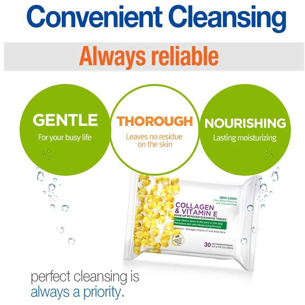 Disposable Facial Gentle Cleansing Makeup Remover Wipes Cleansing Moisturizing Portable Face Cleansing Wipes With 30 PCS