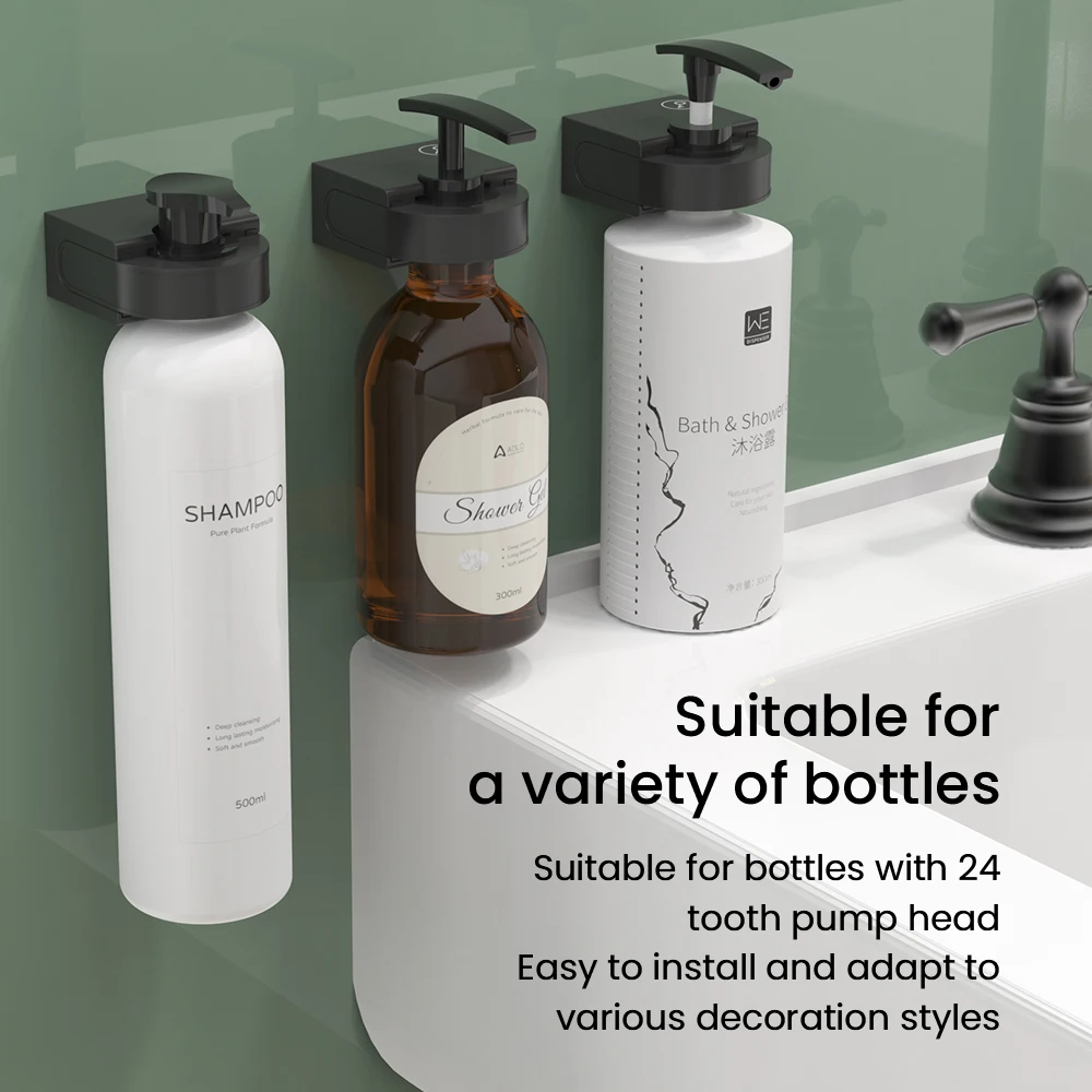 Wall Mounted Luxury Shampoo Conditioner Shower Gel Stainless Steel Magnetic Locks Soap Dispenser Bottle