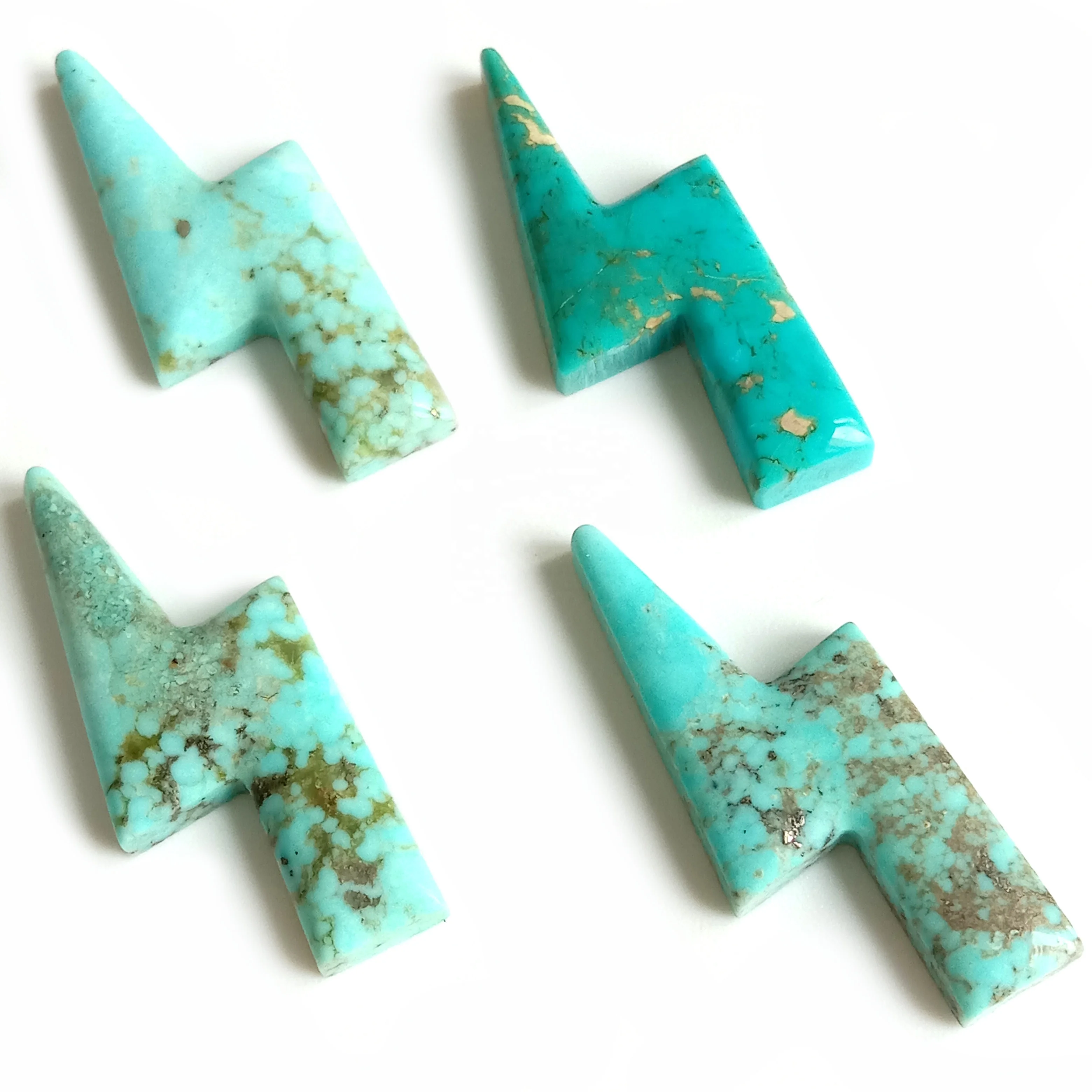 Natural Turquoise Cabochon Lightning Bolt Hand Cut