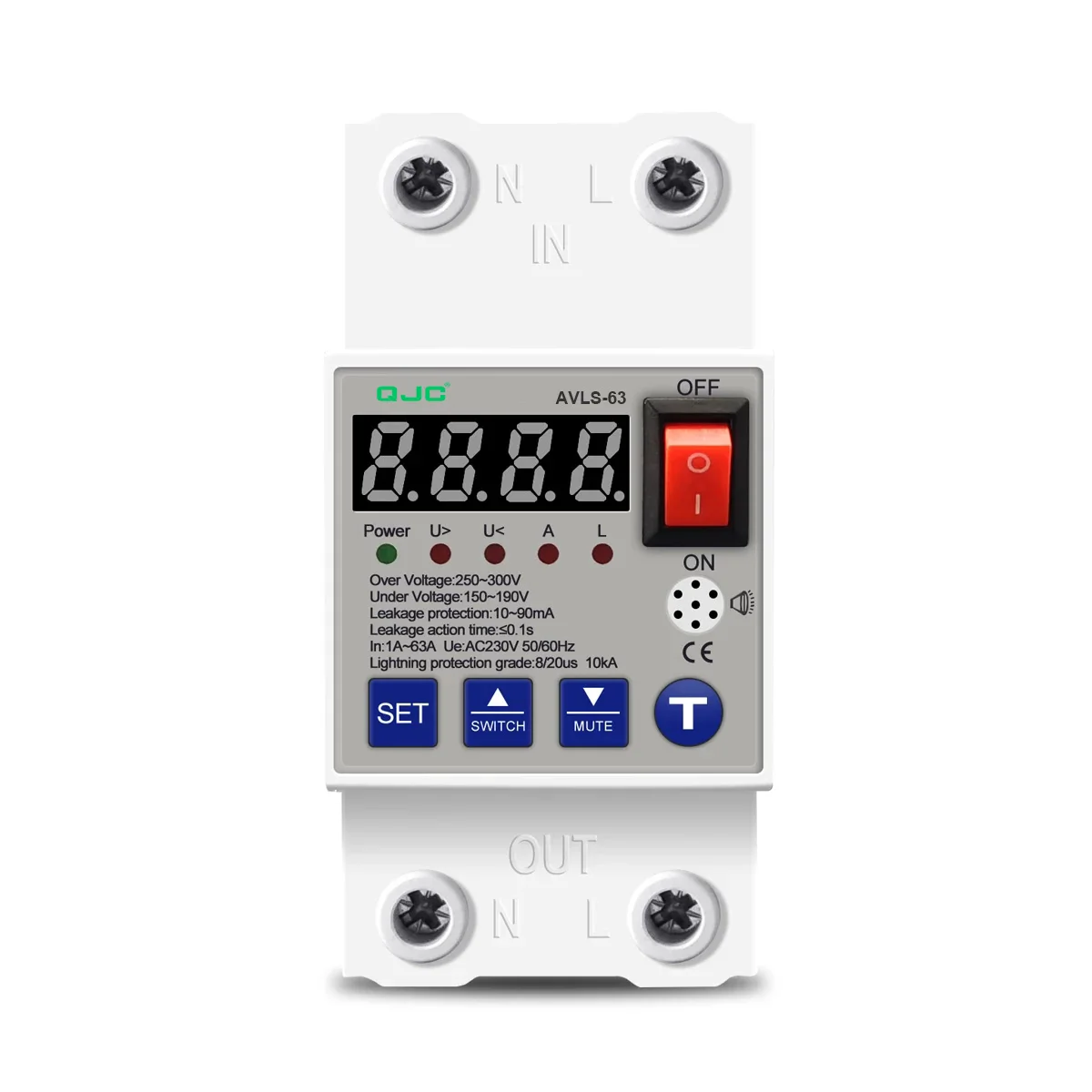 Over Under Voltage Protector 220V 63A 40A Overvoltage and Over Current Protection Devices Din Rail Adjust Voltage Relay Control