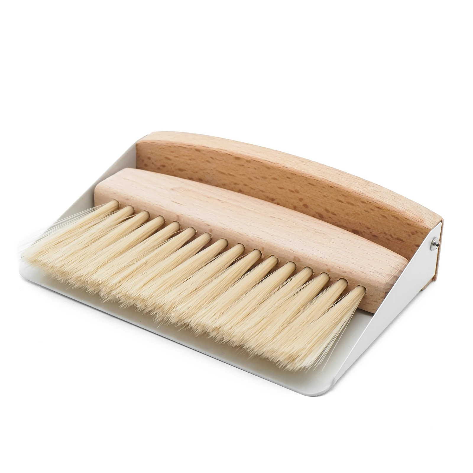 Mini Metal Dustpan and Brush Set for Sweeping Crumbs Fireplace, Natural Table Sweeper Combo (Black)