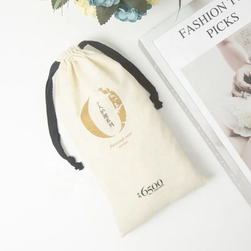 High Quality Factory Direct Sales Natural Cotton Cosmetic Packaging Drawstring Pouch Bags