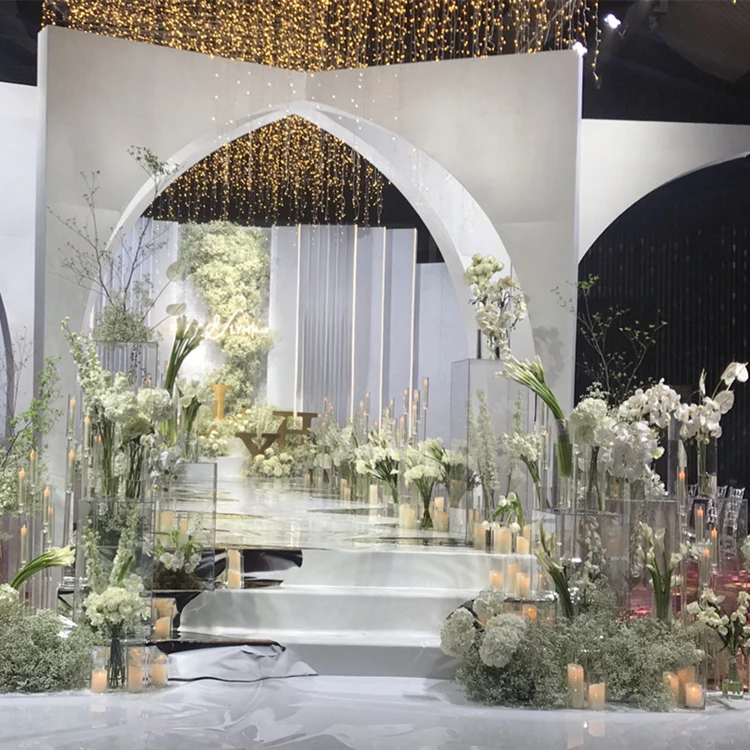 Wedding Centerpieces Table Decorations Clear Crystal Candelabra 8 Arms Tall Acrylic Candle Holder