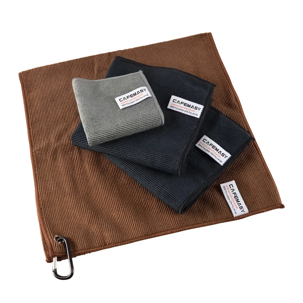 Custom 4pcs Micro Barista Cleaning Towels super Absorbent  coffee maker cleaning cloth Kitchen Tools Cleaning Towel With Hook