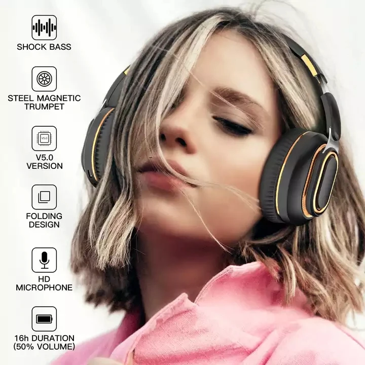 Тип C глубокий бас Складная гарнитура Наушники накладные FM головные телефоны tf-карта синий зуб беспроводные наушники