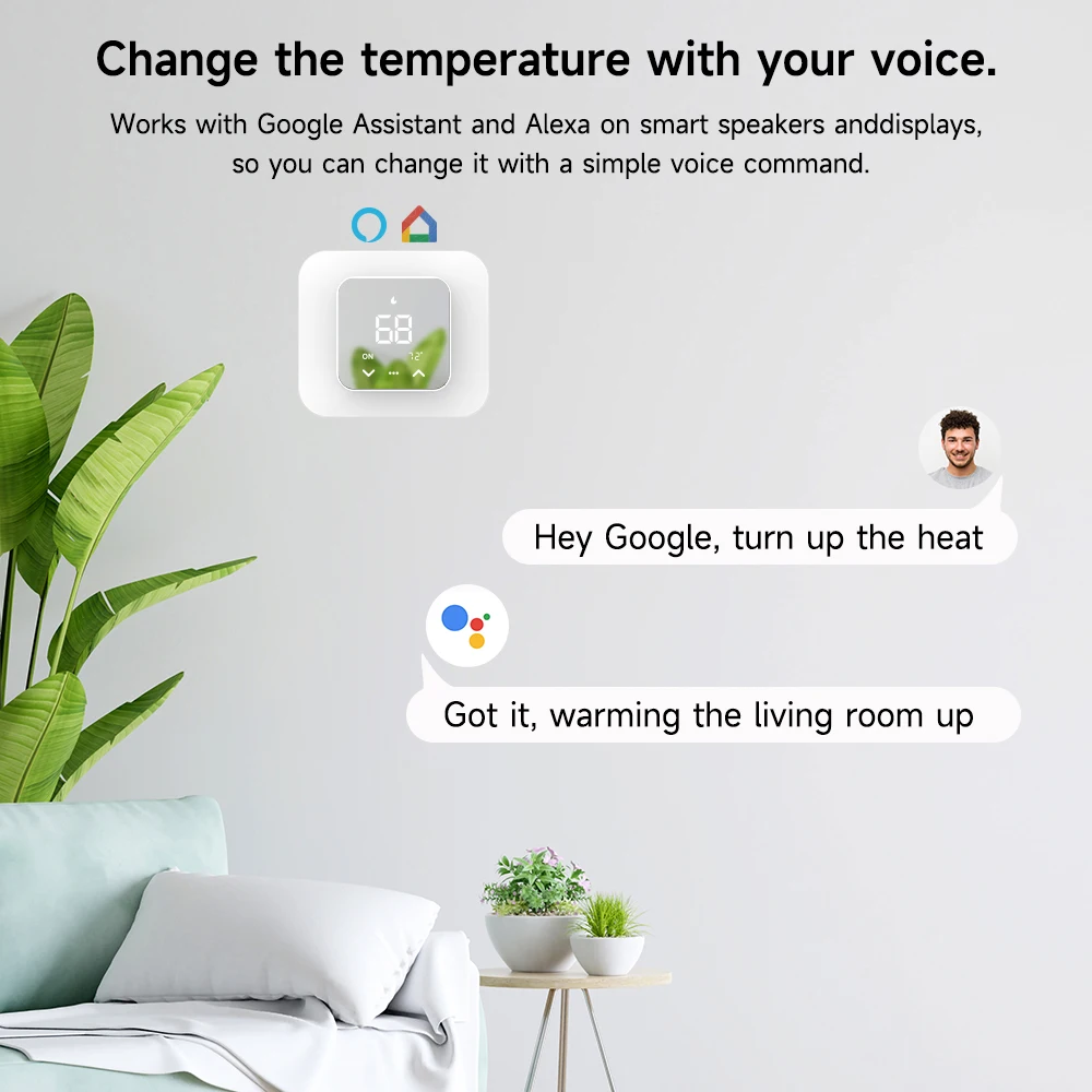 Google Home WiFi Smart Thermostat with Sensor Programmable HVAC Touchscreen Room Thermostat