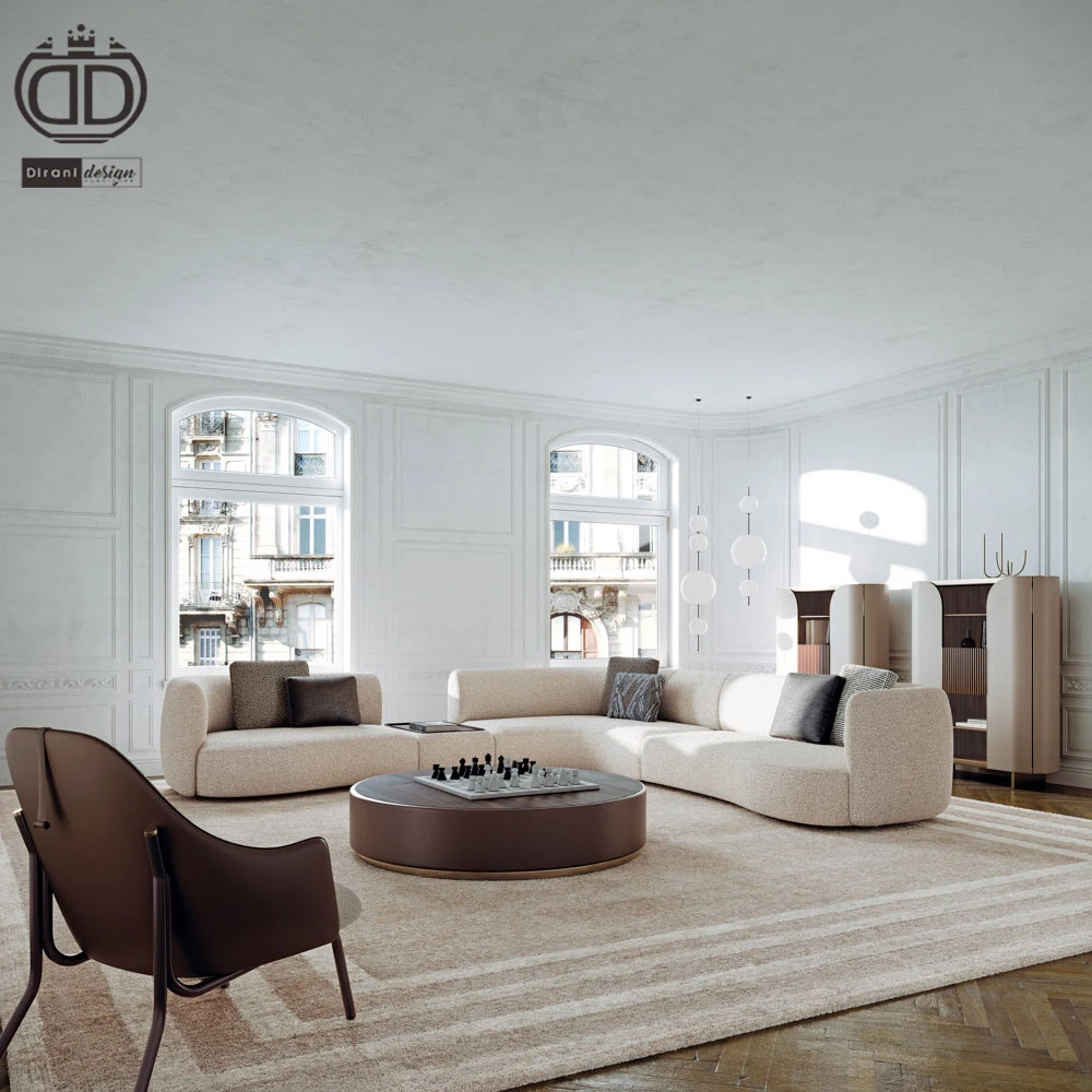 Big luxury contemporary high end villa sofa 4m set corner fabric sofa velvet luxury l-shaped sofas for home luxury