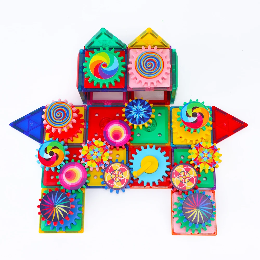 100 Pieces Diy Assembly Educational Toys Large Magnetic Building Blocks Fun Gear Blocks Kids Toys Funny Blocks