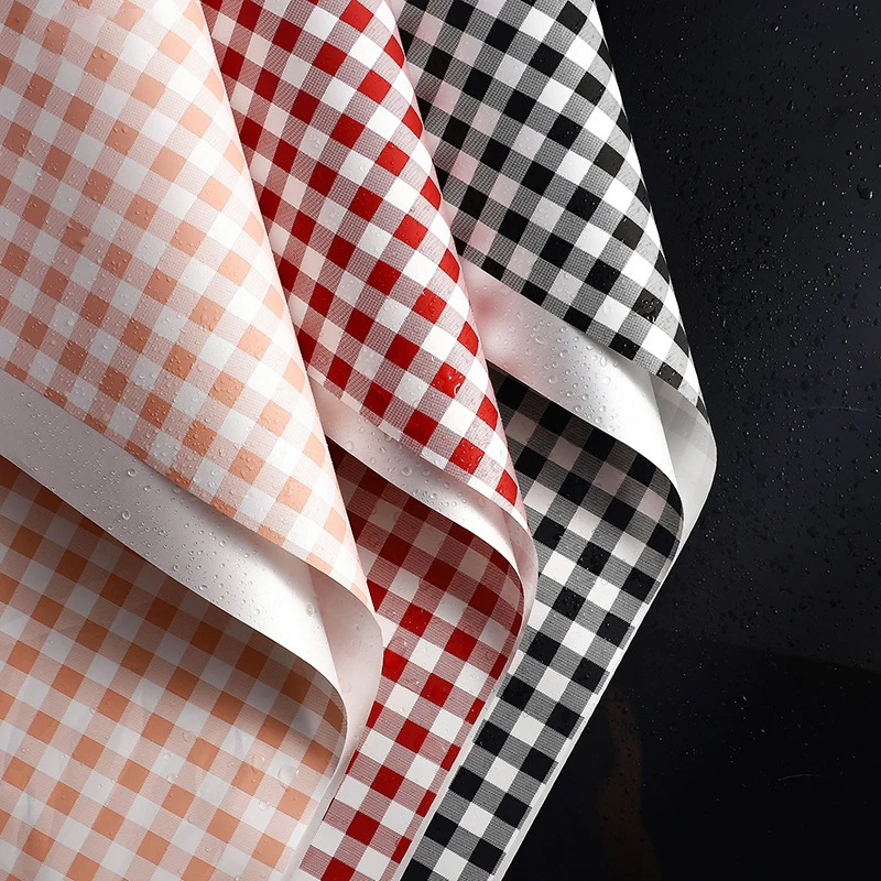 Fashion Flowers Wrapping Paper Grid Printed Bouquet Packaging Paper Paper Craft Plastic Printing Colorful