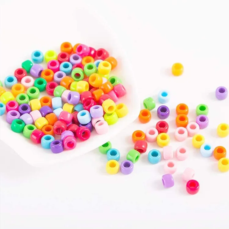 Custom Mixed Colors Acrylic Kids Hair Beads Accessories for braids , 24 Colors Rainbow Pony Hair Beads for Kids
