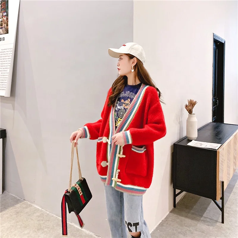 
Wholesale women cardigan coat sweater long sleeve knitted sweater cardigan with pockets women coat 