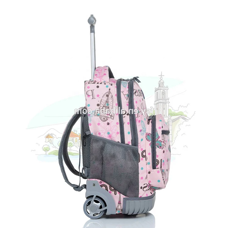 Children Rolling Backpack Kids School Wheeled Backpack Travel Luggage Trolley Bags for Girls