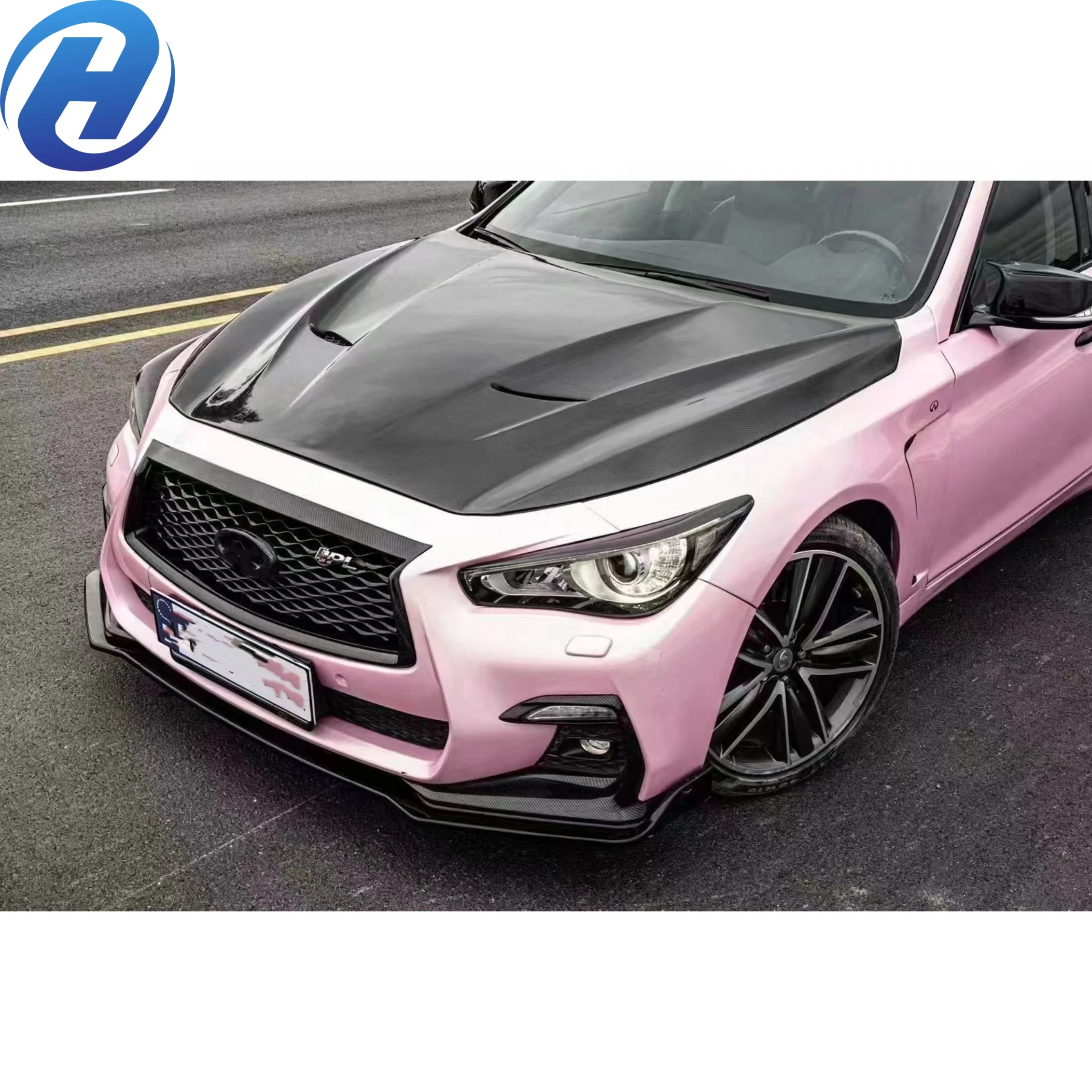 HGD Модель A для Infiniti Q50 2018 + MBJ Style крышка двигателя из натурального углеродного волокна и капота с Сотами