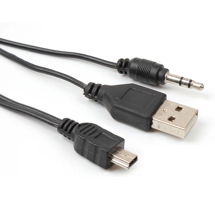 Customize 2 to 1 USB charge cable USB connector audio aux 3.5mm connector to V3 connector power charging cables