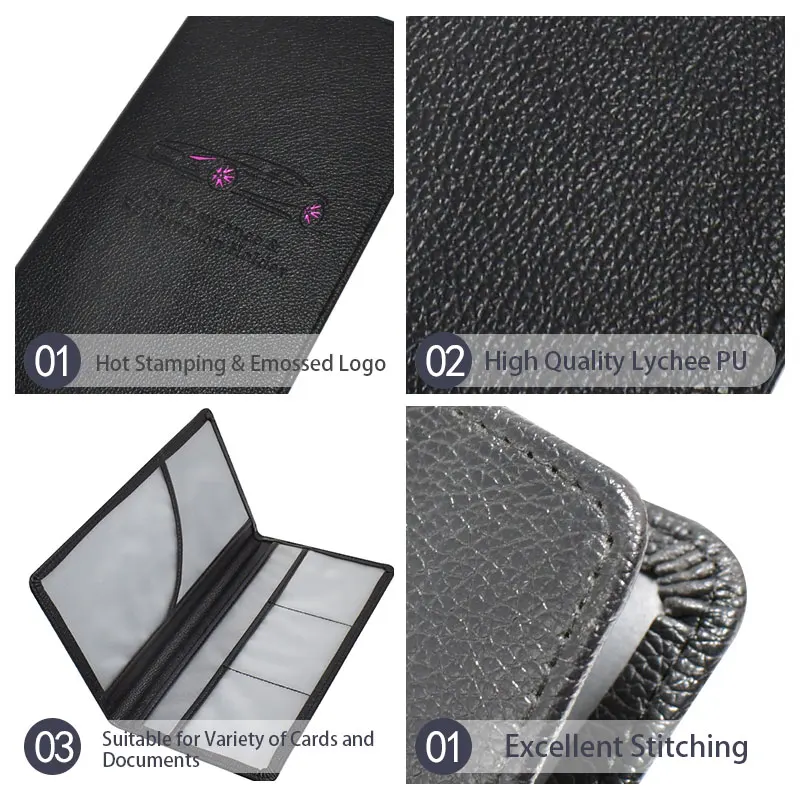 Car Registration and Insurance Holder Premium PU Leather Document Vehicle Card Protective Case for Driver's