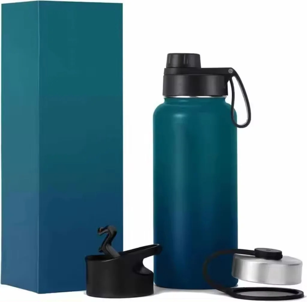 Non-gender leak proof sports kettle, wide nozzle cover stainless steel fitness non-tipping stainless steel sports cup