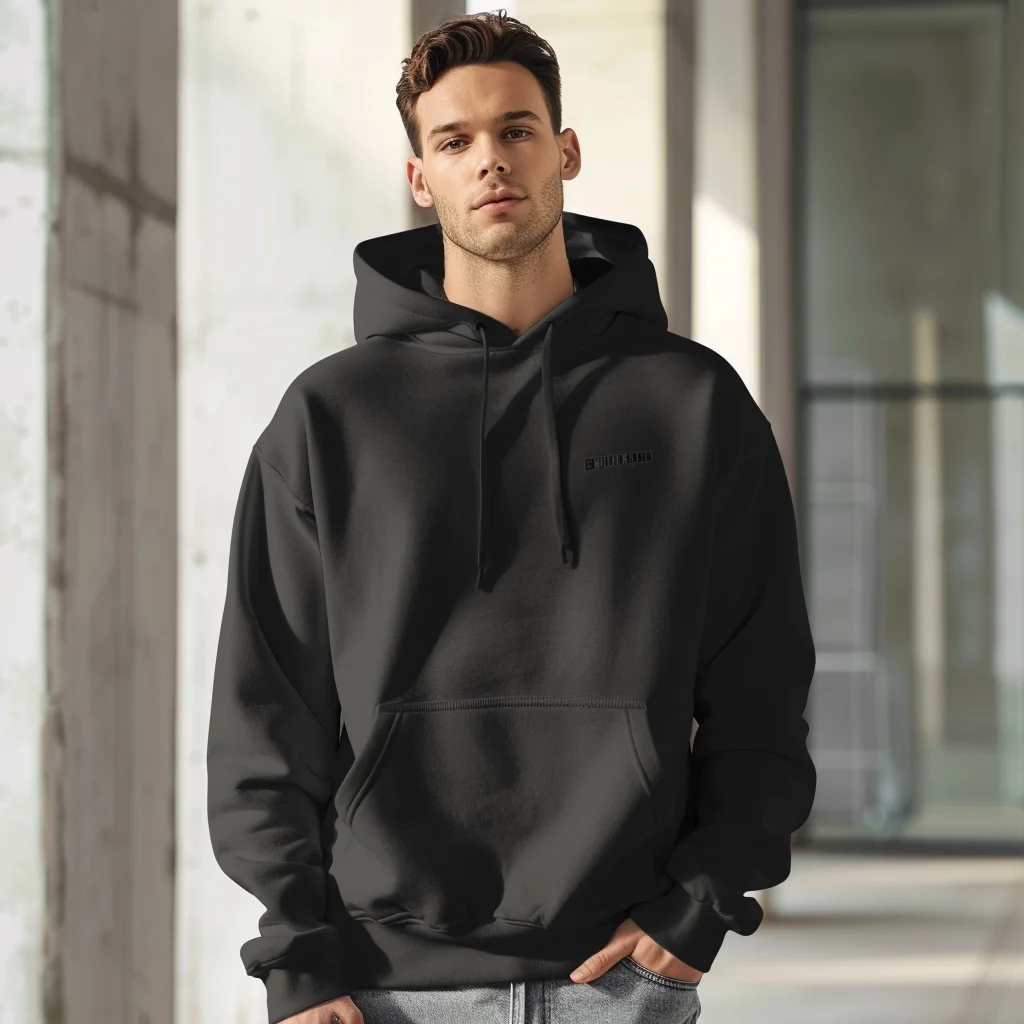 Cotton Spandex Velour Oversized Black Custom Zip Men Hoodie Sweatshirts